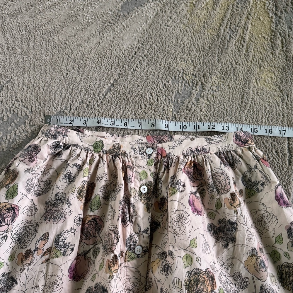 Meadows midi skirt button front organic cotton floral cottage pleated ruffle 8 - Picture 6 of 10